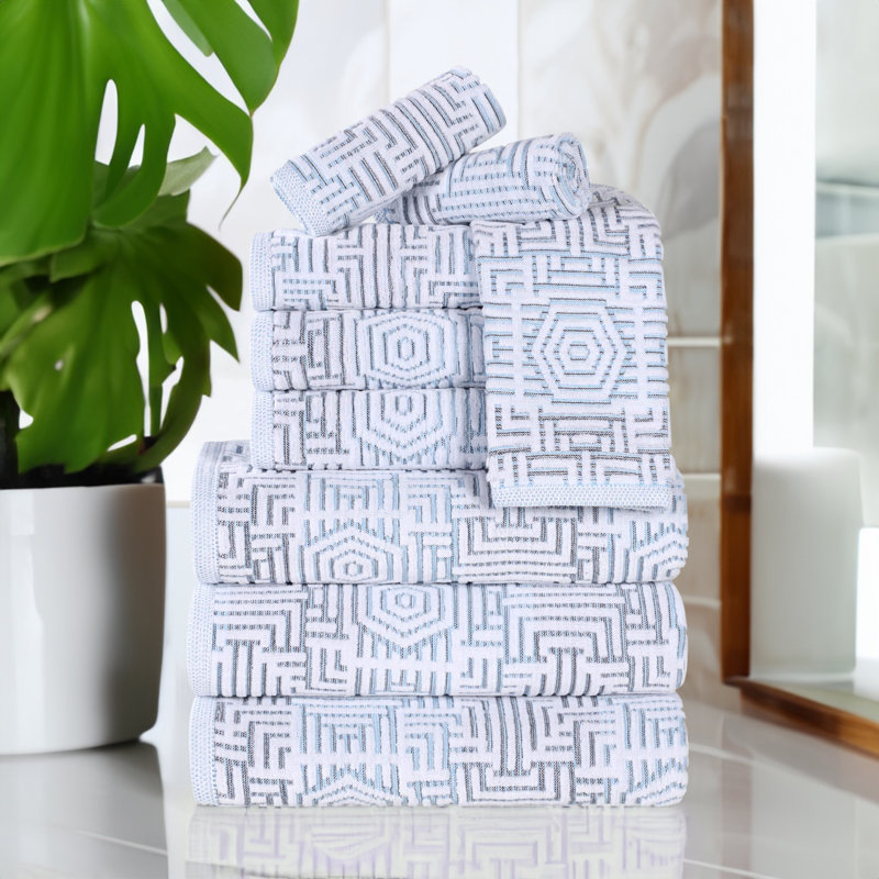 Ingry 100% Cotton Midweight Jacquard Mulit-Size Set, Blue