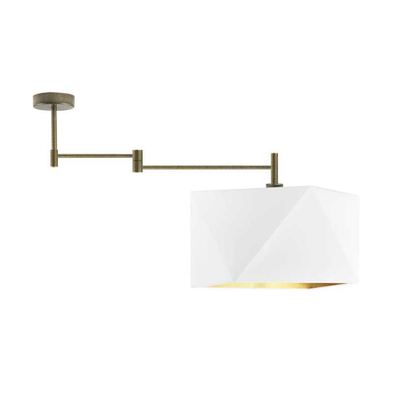 Adish Fabric Semi Flush Mount, White, Brushed Bronze