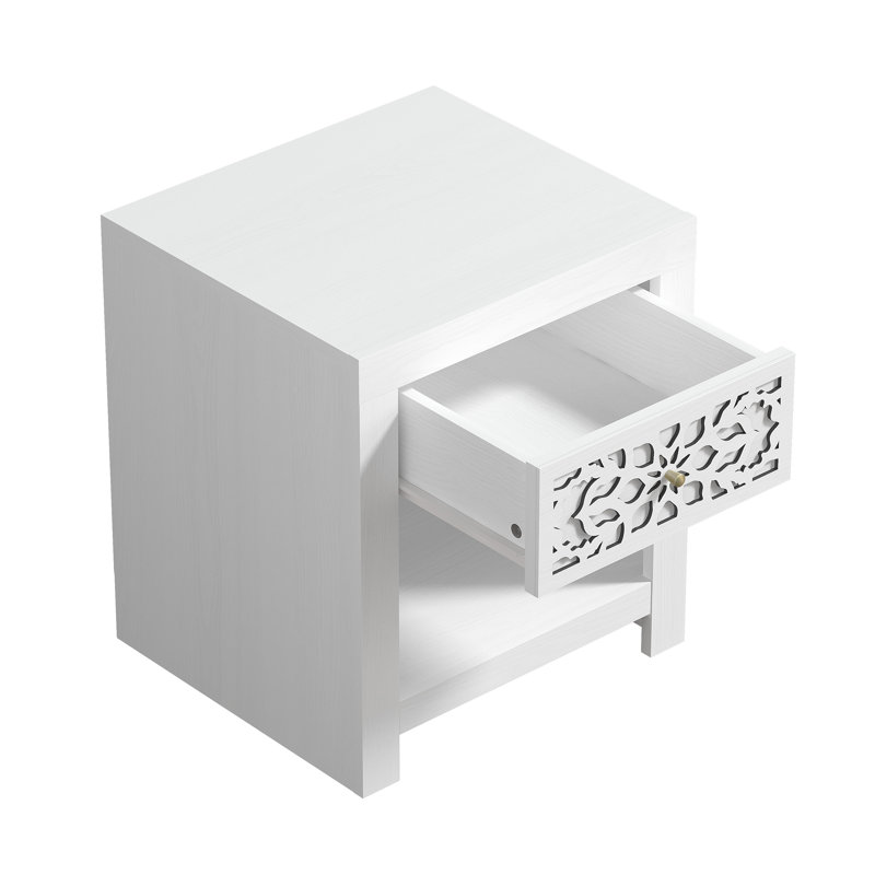 Table de chevet 1 tiroir Lukasik, Perle chêne blanc 