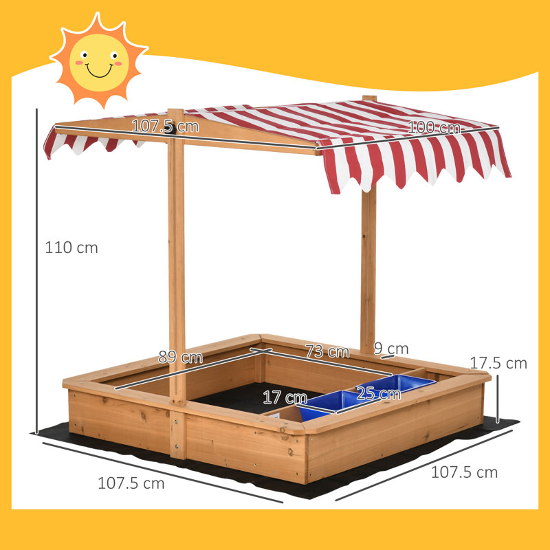 Freeport Park Wetumka 107.5cm x 110cm Square Sandbox with Cover