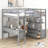 Loft Bed with Built-in Desk with Two Drawers, and Storage Shelves and Drawers-542712032
