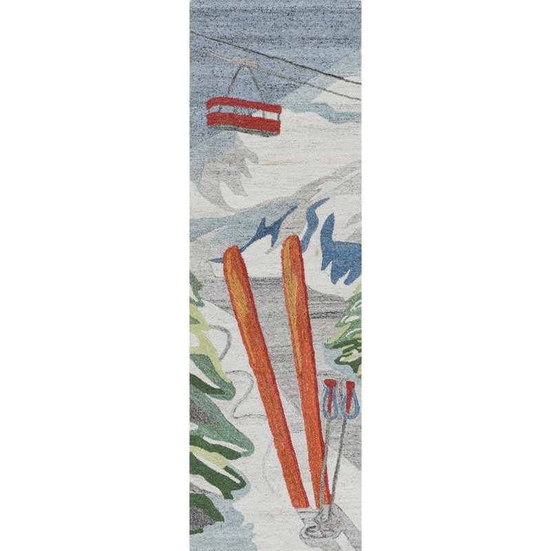 Global Recycled Standard Powder Day Ski Hand-Tufted Recycled Polyester Indoor/Outdoor Accent Rug, Runner 2'6" x 8'