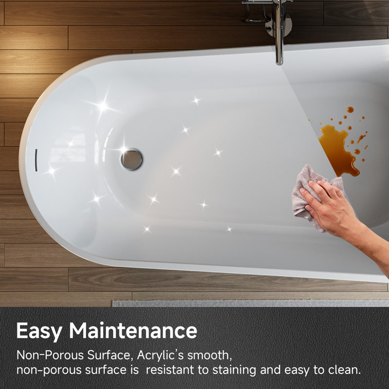 67" x 32" Freestanding Soaking Acrylic Slipper Bathtub