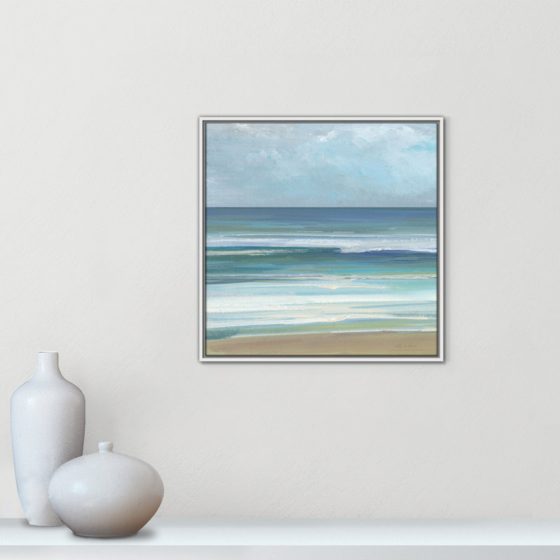 «Gentle Waves I» par Sally Swatland, H 25,5 po x l 25,5 po, Blanc