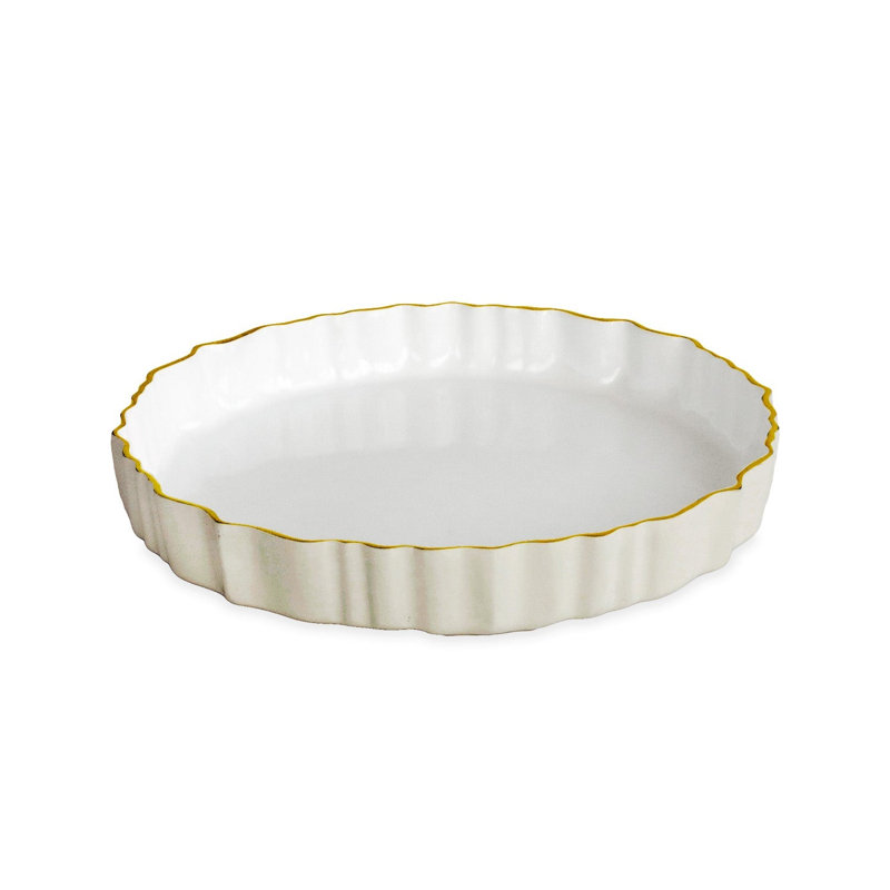 ENCANTO Vintage Fluted Round Tray (Cream and White)