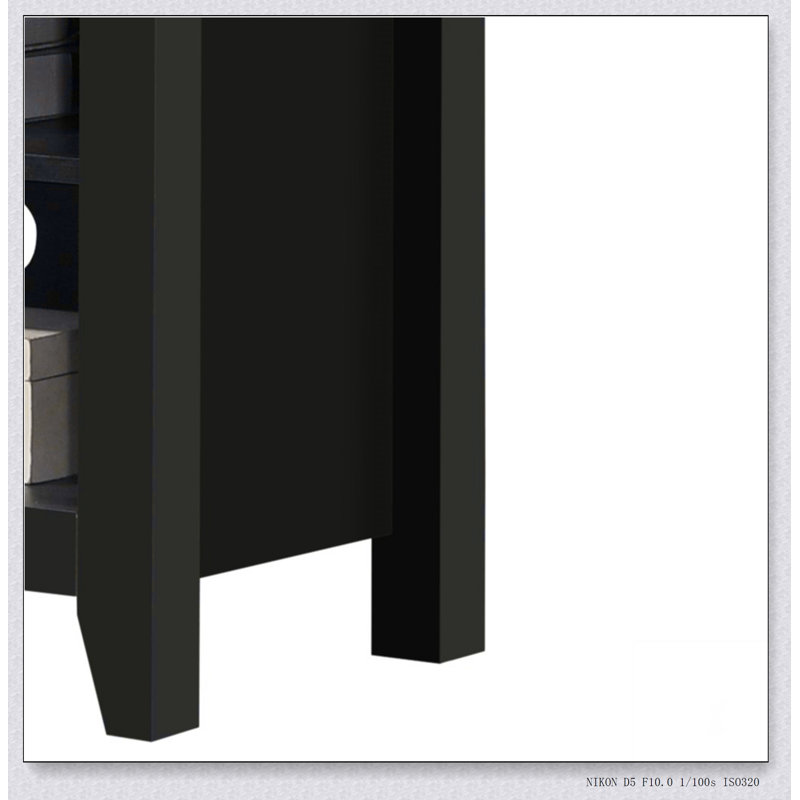 Benito Knotty 70"W TV Stand with Open Shelves and Cable Management, Black
