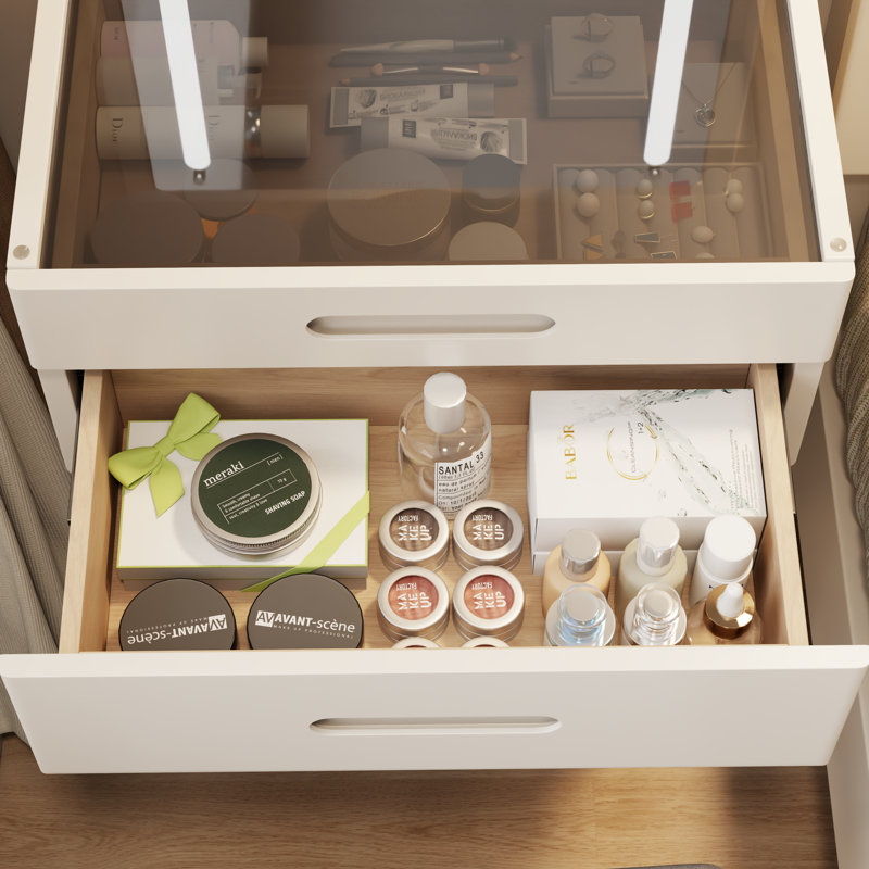Solid Wood Makeup Vanity with Flip Top Mirror & 3 Adjustable Lighting Modes, Simple Leg Installation, White