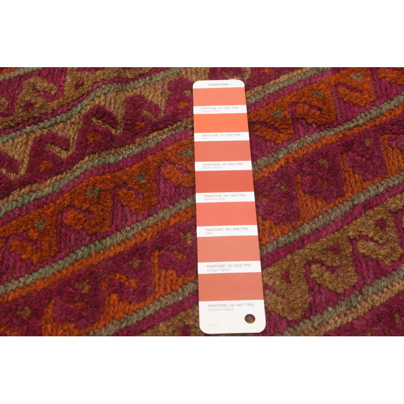 Tapis unique en laine noué à la main 4 pi 9 po x 6 pi 2 po orange brûlé Jhanae One-of-a-Kind