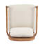 Chaise d'appoint 26,6 po Mid-Century moderne avec structure en noyer et coussin beige à rayures douces pour le coin lecture-121094259
