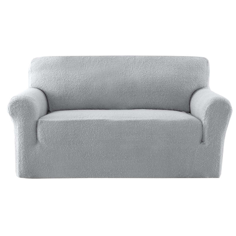 Housse de canapé en peluche élastique avec siège imperméable et lavable à la machine, H 40 po x l 66 po, Gris clair