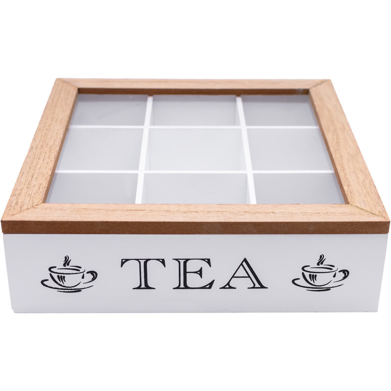 Gelsey 9 Compartment Tea Organiser Box, White