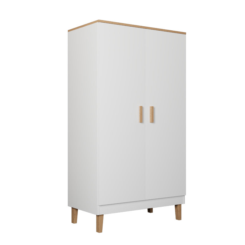 Amirah 2 Door Solid + Manufactured Wood Wardrobe, White/Hickory