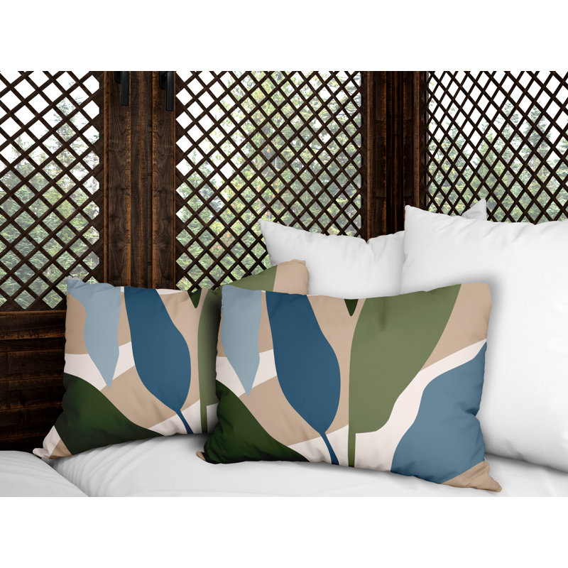 Glittered Outdoor Reversible Throw Pillow, Blue/Beige