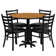 Jinnie 36'' Round Laminate Table Set with X-Base and 4 Ladder Back Metal Chairs