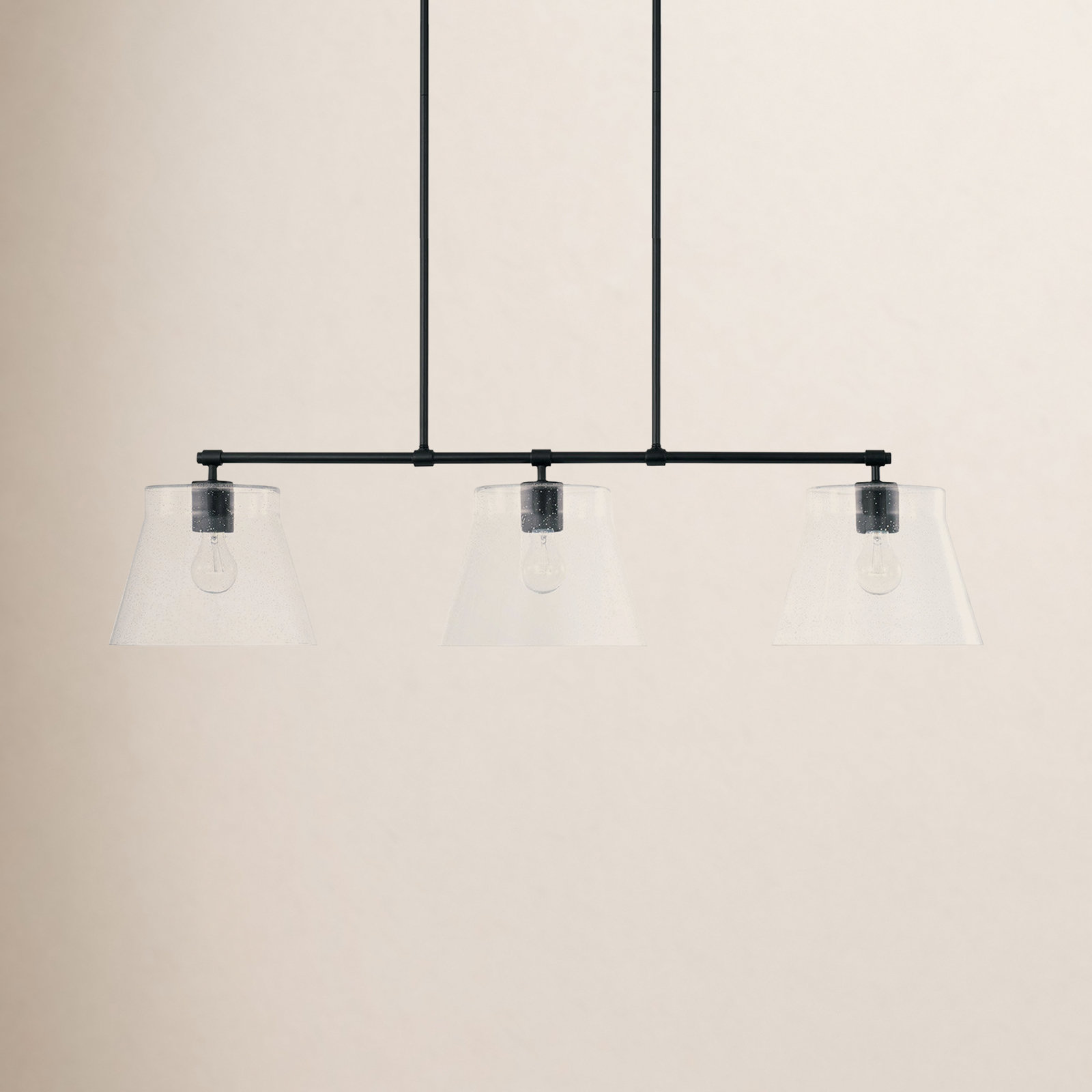 Alorie 3 Light Glass Dimmable Pendant, Matte Black