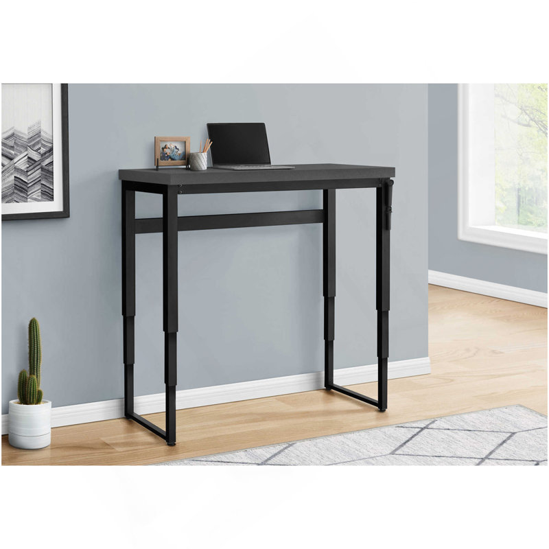 Bureau d'ordinateur, bureau personnel, debout, réglable, L 48 po, travail, ordinateur portable, stratifié gris, métal noir, contemporain, moderne