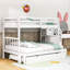 Lit superposé en bois à 4 tiroirs Dothan avec lit gigogne simple Dothan-2145966640