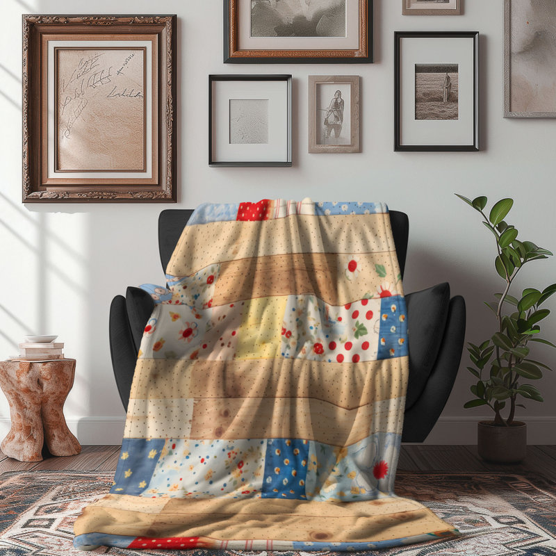 Quilt Woodwork - Couverture sherpa de qualité supérieure 1 pièce, L 60 po x l 50 po