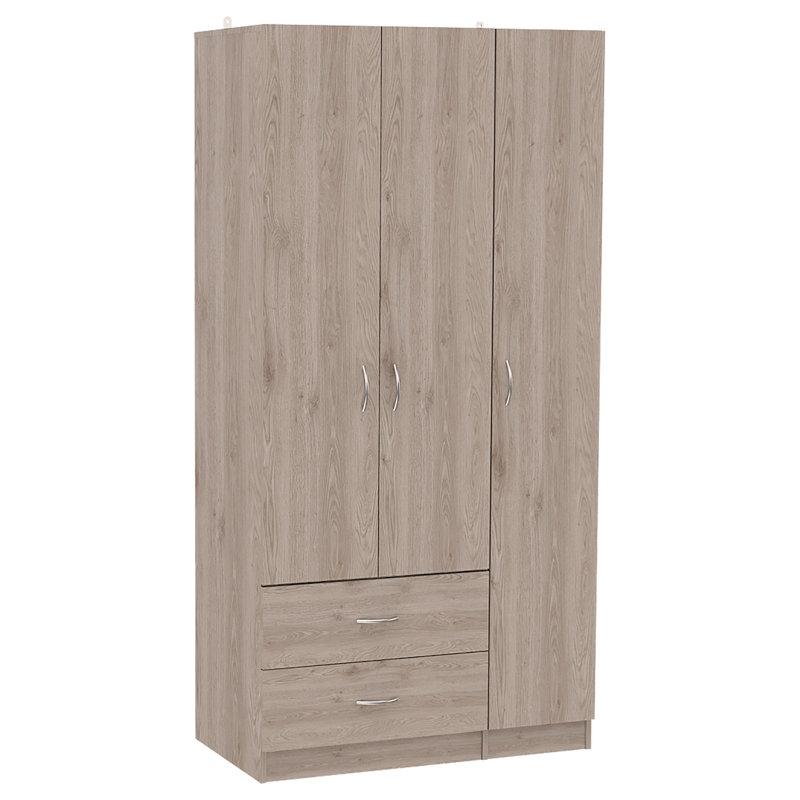 Armoire trois portes Clark, chambre, Gris clair