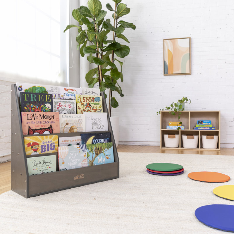 Gray Birch Kids Book Display Stand with Storage
