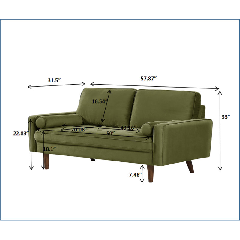 Gerise Loveseat, Olive Green 100% Polyester, 33" H x 57" W x 31" D