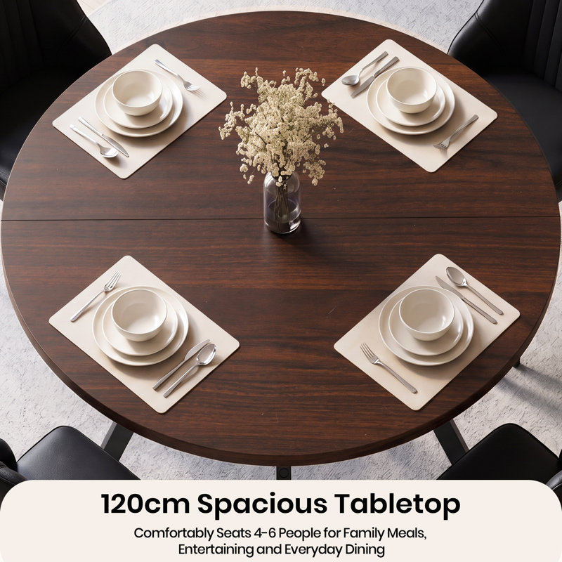 Metal Base Dining Table, Brown
