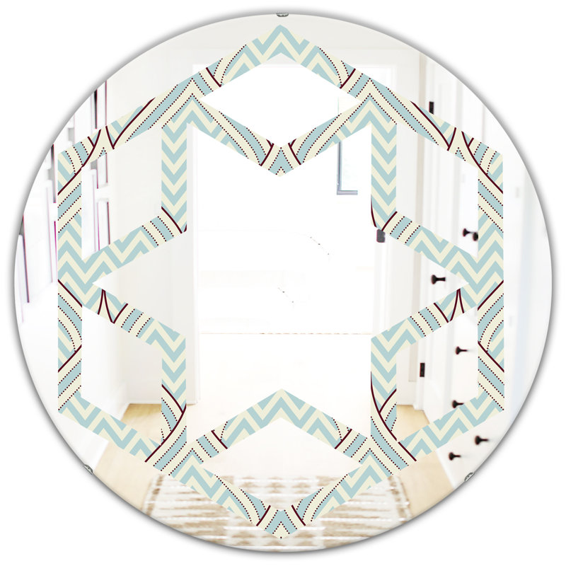 Ornement hexagonal étoile avec éléments décoratifs, miroir mural sans cadre artisanat americana, H 23,6 po x l 23,6 po