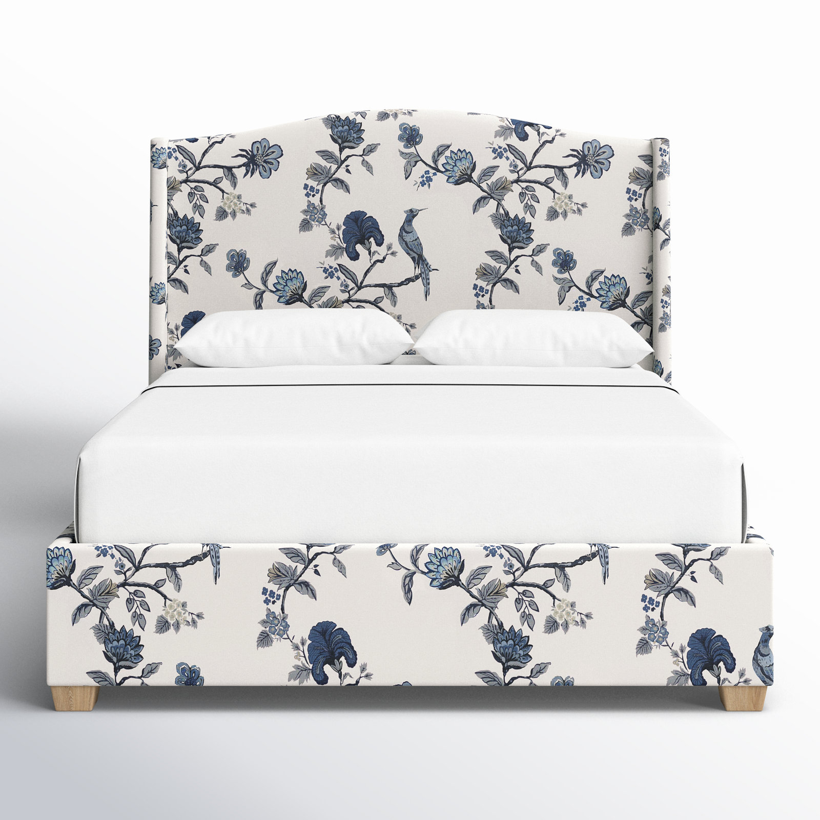 Allis Cotton Wingback Bed, Queen, Shaana Indigo