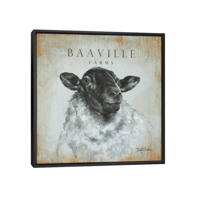 « BaaVille Farms » par Debi coules-reproduction d’art, H 37 po x l 37 po x P 1,5 po, Toile avec cadre noir, Pas de tapis