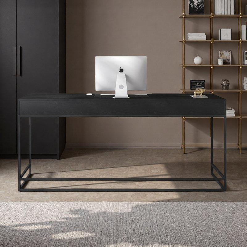 Bureau minimaliste moderne italien avec bois de frêne, H 29,5 po x l 70,9 po x P 23,6 po