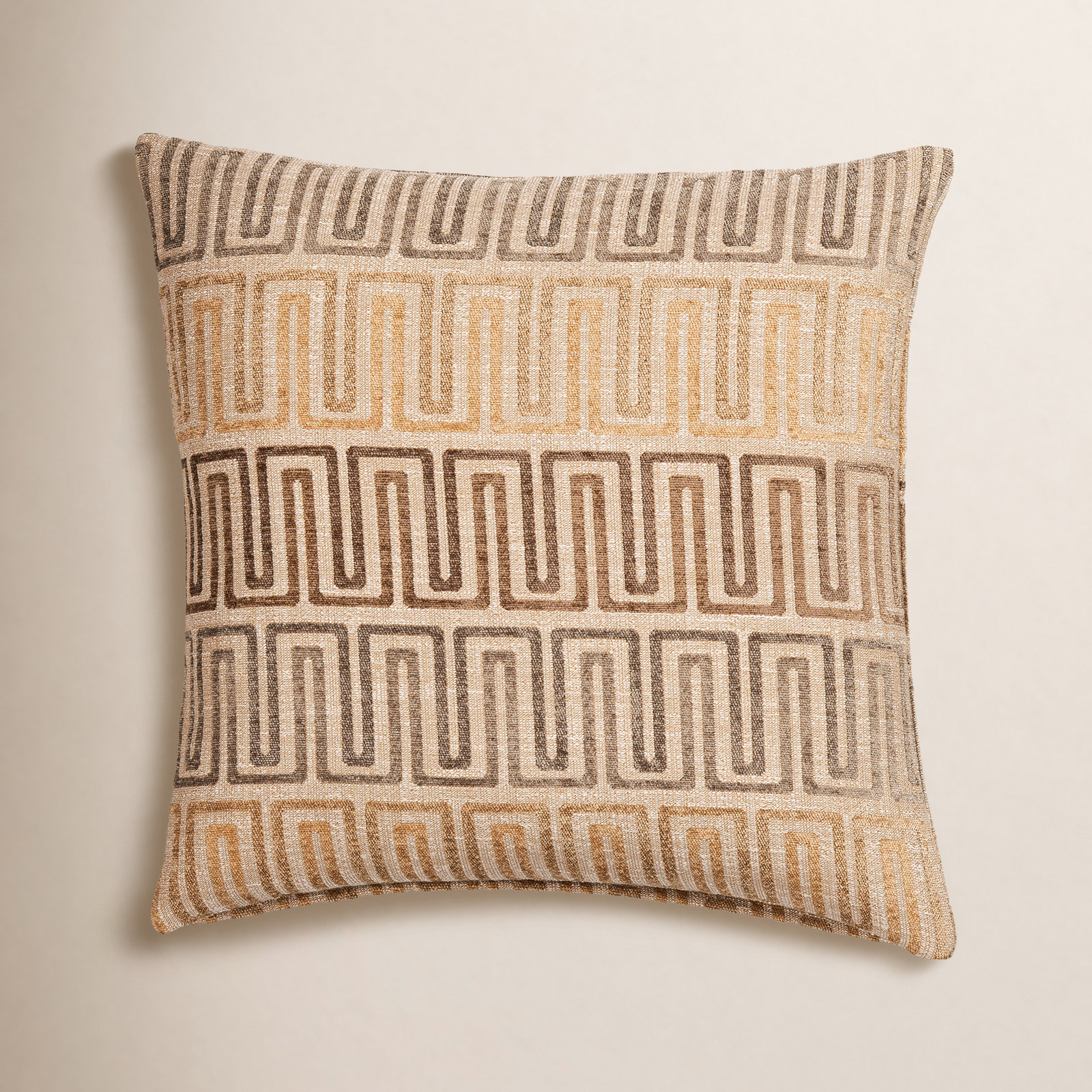 Floating Cubes Accent Pillow, Sand Geometric, Polyester, Square 16"
