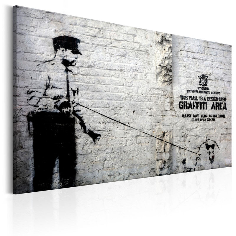 Zone de graffiti d'Ival Banksy sur toile, H 16 po x l 24 po x P 0,7 po