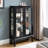 Black Display Cabinet With Tempered Glass, Lighted Feature, And Mirrored Back For Office Decor Elegant Curio Interior, Vintage Charm, Metal Handle Wines
