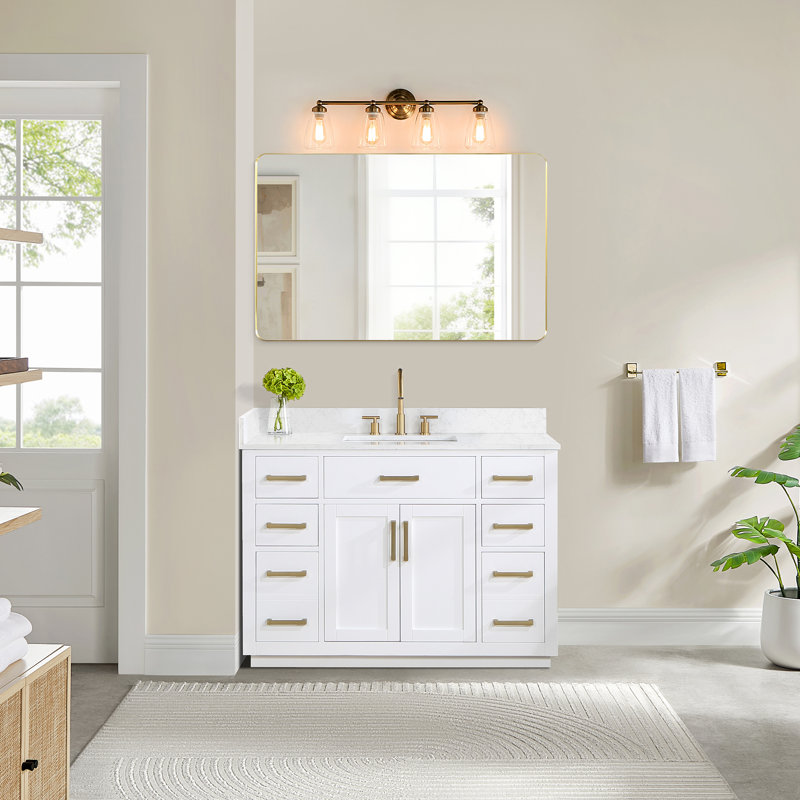 Ensemble de meuble-lavabo simple 48 po Gavino, Doré, Blanc