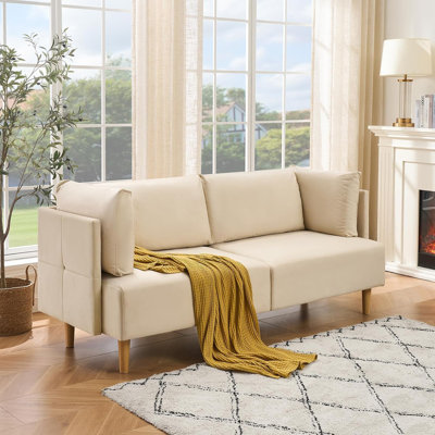 Canapé de 76 po, causeuse confortable avec sièges très profonds Sof Canapés et canapés en velours avec 2 coussins d'accoudoirs amovibles Cou Couches surdimensionnées à 2 places pour le salon