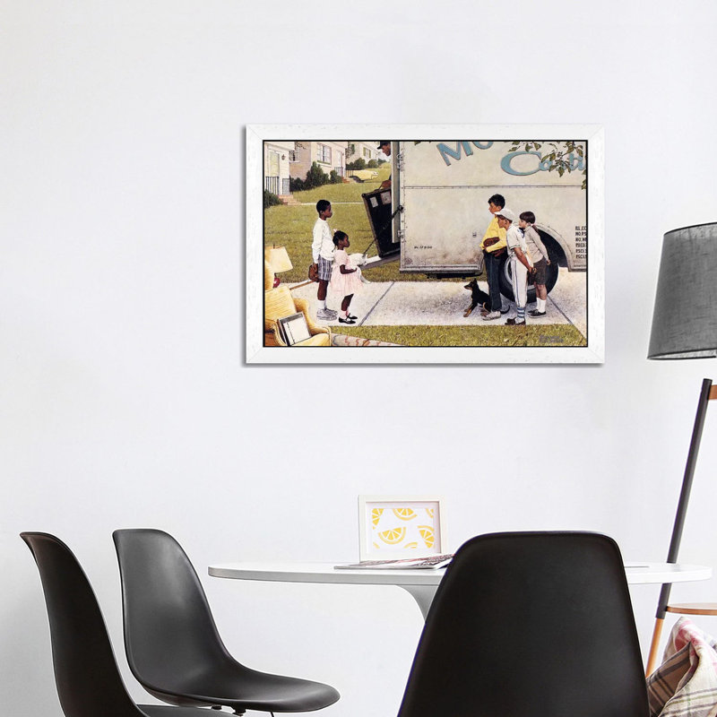 Moving In (New Kids In The Neighbourhood) by Norman Rockwell - Print on Canvas, 101.6 cm H x 66.04 cm W, White Framed