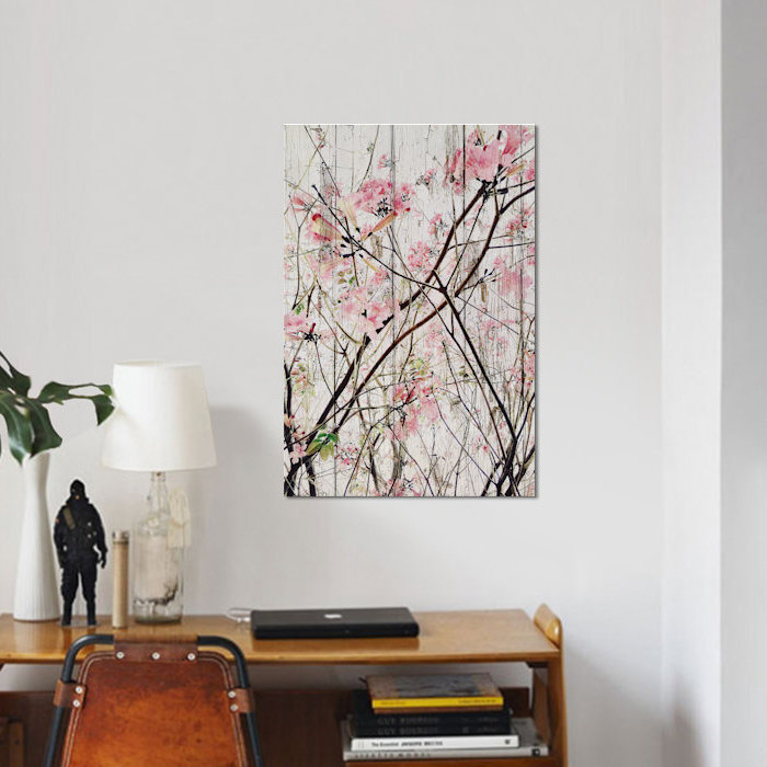 «Voici le printemps», impression sur toile, H 32 po x l 24 po x P 1 po, Papier avec cadre noir, Blanc