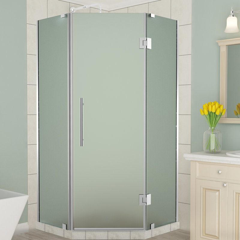 Cabine de douche à charnière néo-angle 40 "x 72" Merrick, Chrome