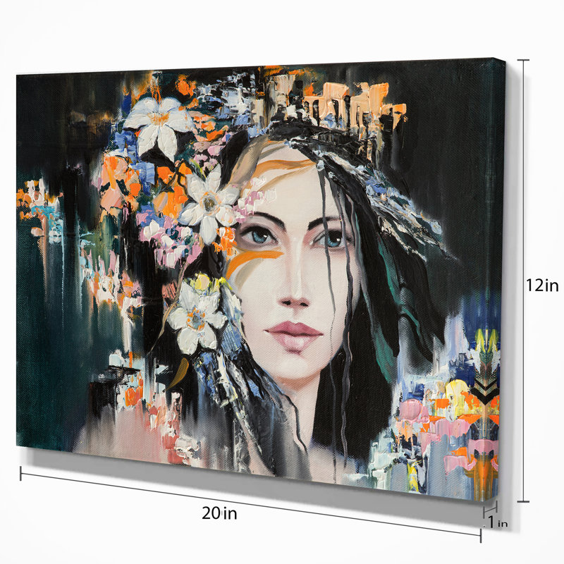 Reproduction d’art graphique sur toile tendue « woman portrait dryad », H 20 po x l 20 po x P 1 po