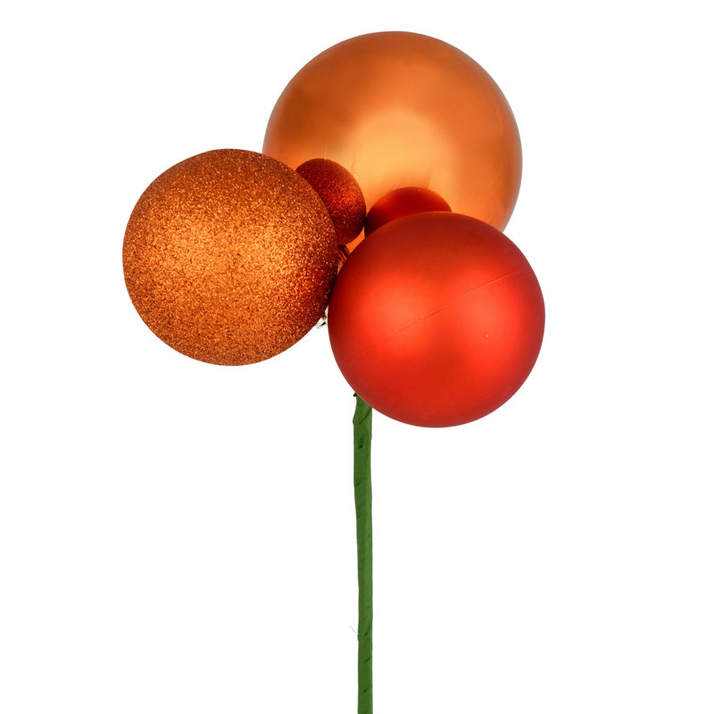 Ornement en forme de boule 18 po Vickerman, 4 par sac, Orange bruni