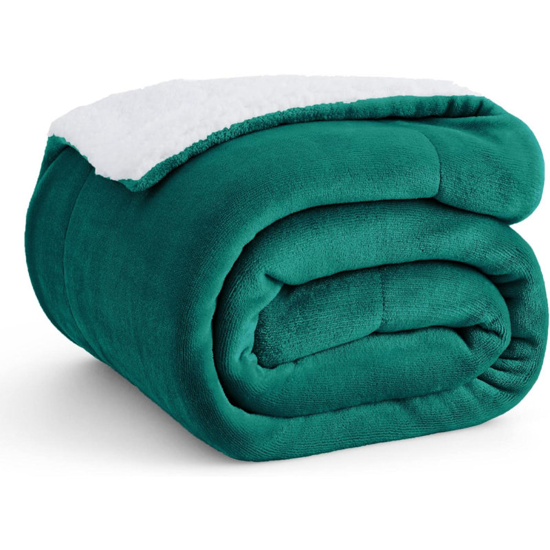 Jeté en sherpa Sherpa, Vert foncé, L 90 po x L 90 po