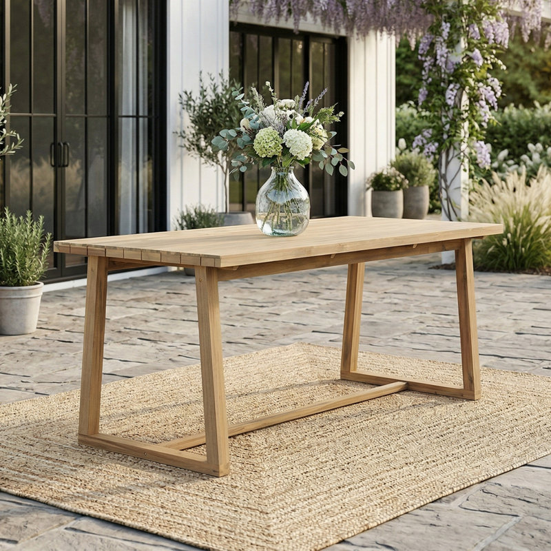 Table d'extérieur pour patio, cour arrière, jardin, Teck clair
