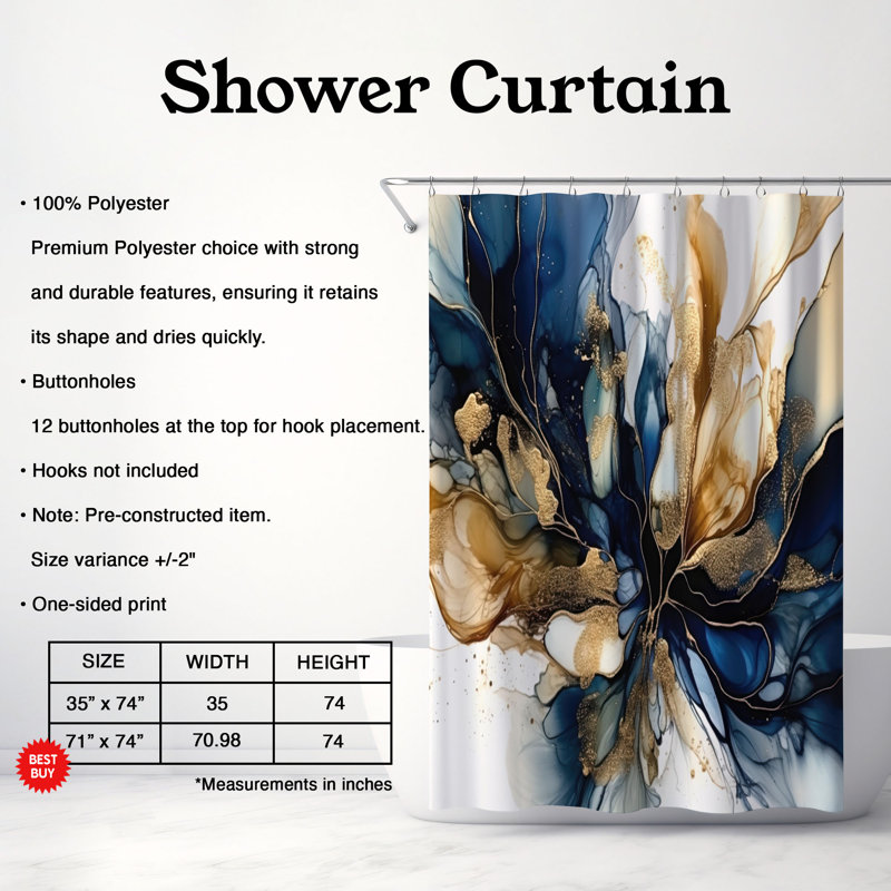 Regal Navy Reverie - Premium Shower Curtain, 74"H x 71"W