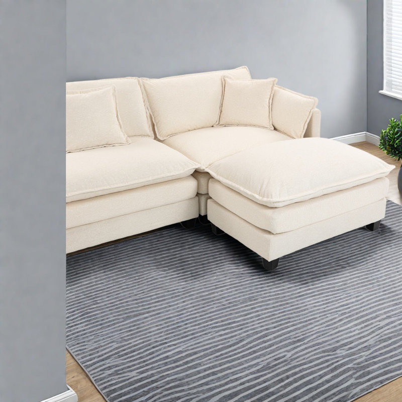 Canapés modernes spacieux, revêtement en chenille avec repose-pieds pour la maison