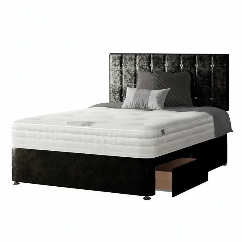 Fain Divan Bed Base, Black, 2 Foot-end Drawers, Super King (6')
