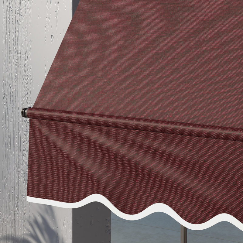 Auvent de terrasse rétractable en polyester l 118,1 po x P 118,1 po Outsunny, Rouge