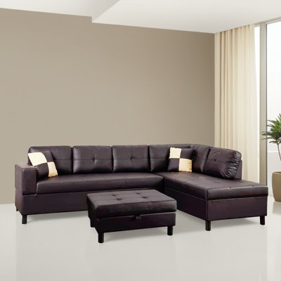 103.12" Wide Right Hand Facing Sofa & Chaise with Ottoman by Latitude Run