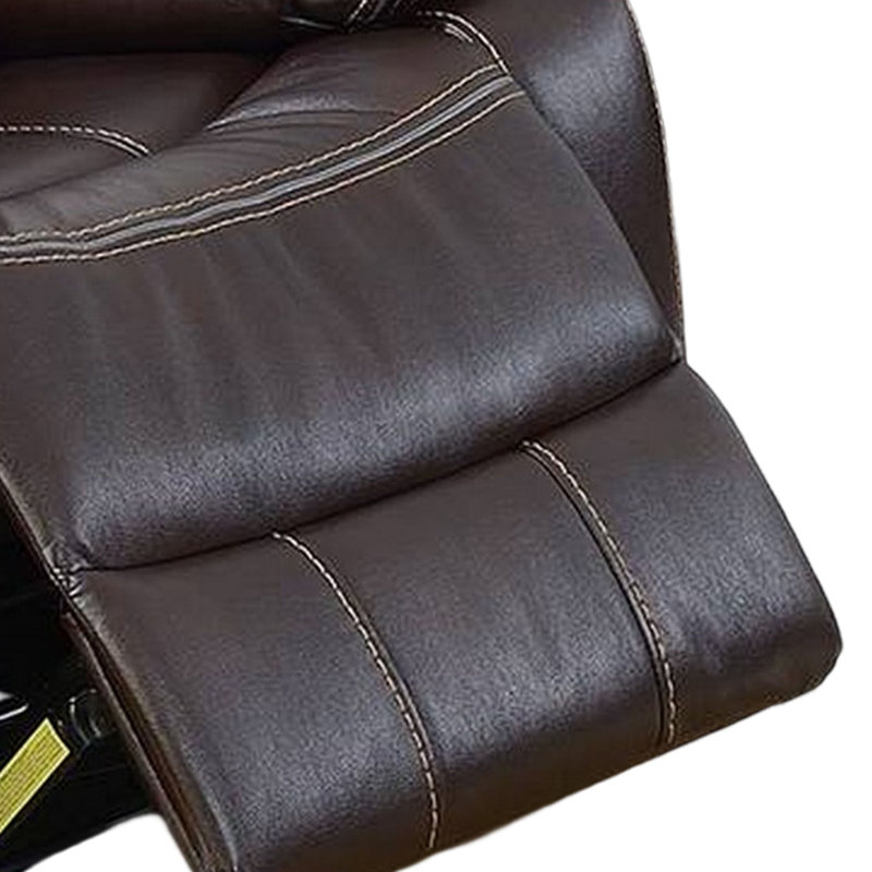 Fauteuil inclinable électrique Elva de 37 pouces avec port de charge USB, similicuir gel brun