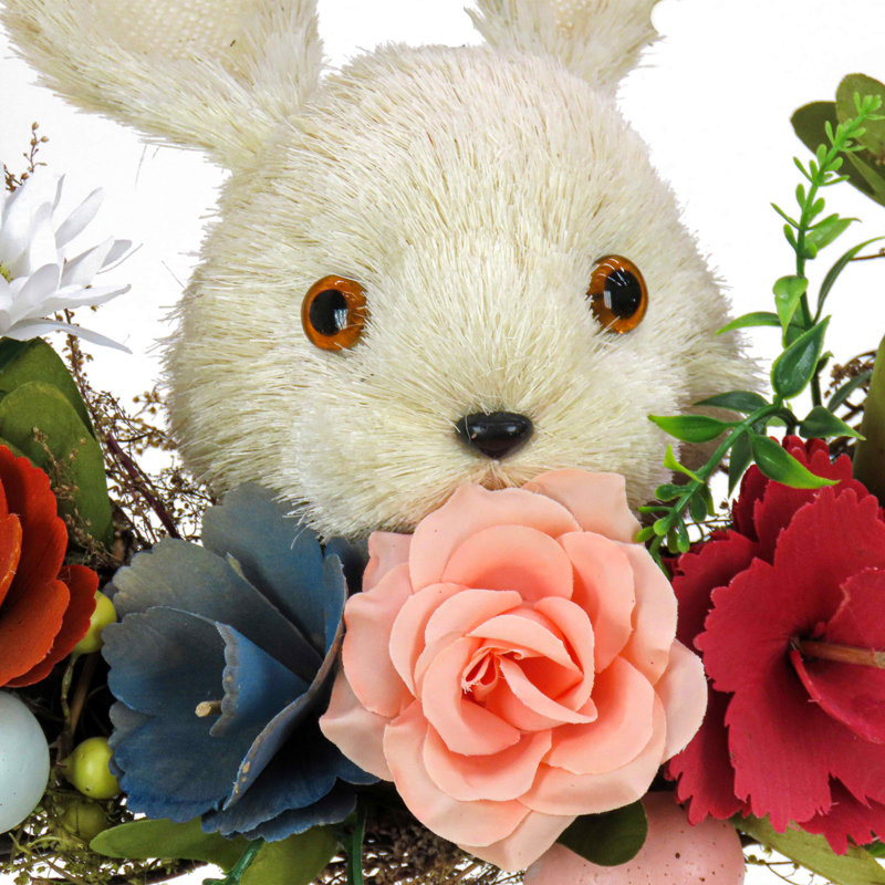 Couronne florale de lapin blanc 16 po The Holiday Aisle®