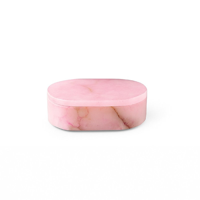 Pink Alabaster Oval Display Box Sm., 1.38" H x 4" W x 2.5" D